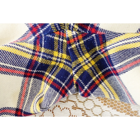Vintage 60s Cream Blue Yellow Red Plaid Pants sz M - Picture 5 of 6